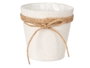 Ibergarden Macetero Tela con Lazo 13.5x13.5x13.5 cm Blanc Marron Tôle Plastique Corde (Set de 24)