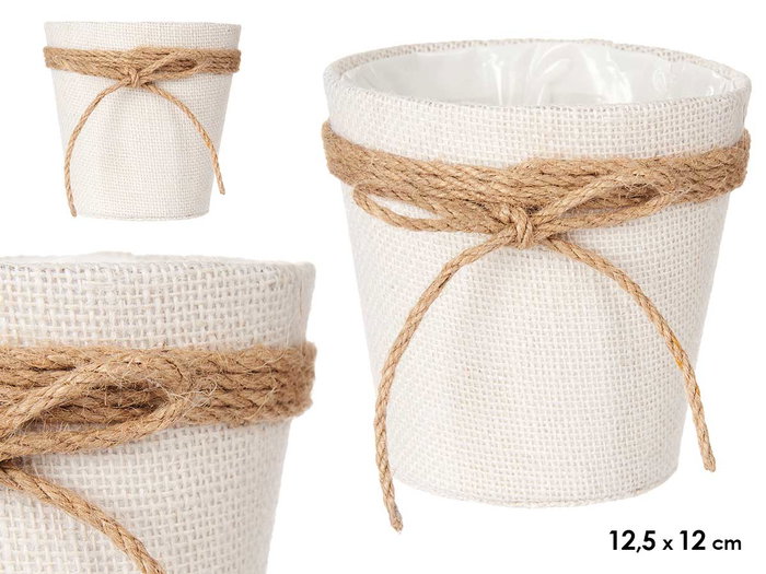 Ibergarden Macetero Tela con Lazo 13.5x13.5x13.5 cm Blanc Marron Tôle Plastique Corde (Set de 24) Ibergarden Macetero Tela con Lazo 13.5x13.5x13.5 cm Blanc Marron Tôle Plastique Corde (Set de 24)