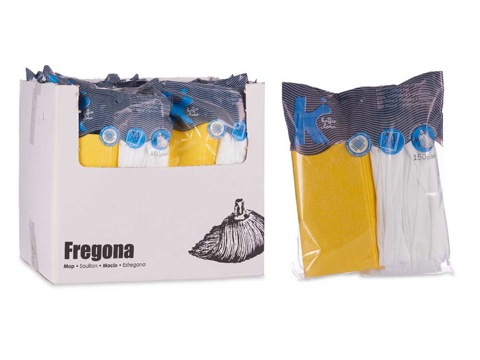 Arte Regal Set Fregona Viscosa 150g + 4 Lavettes 40x36 cm Gris et Blanc (Set de 14)