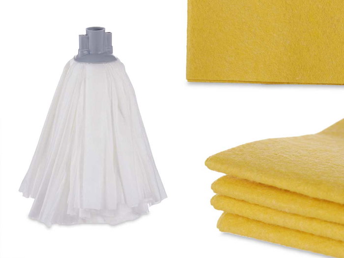 Arte Regal Set Fregona Viscosa 150g + 4 Lavettes 40x36 cm Gris et Blanc (Set de 14)