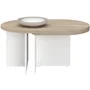 Parisot Table basse pivotante BETTY en chêne et blanc, forme ovale et plateau extensible, 90-130,4 x 60 x 42,2 cm