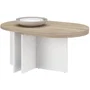 Parisot Table basse pivotante BETTY en chêne et blanc, forme ovale et plateau extensible, 90-130,4 x 60 x 42,2 cm