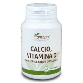 PLANTAPOL Calcio + Vitamine D Goût Chocolat 60 Comprimés Masticables Complément Alimentaire Os et Dents