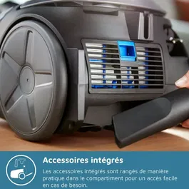 Philips FC8289/09 Aspirateur Traîneau avec Sac Série 2000 PowerGo - 900 W - 77 dB - Filtration HEPA ECARF - Gris Anthracite - Accessoires Intégrés