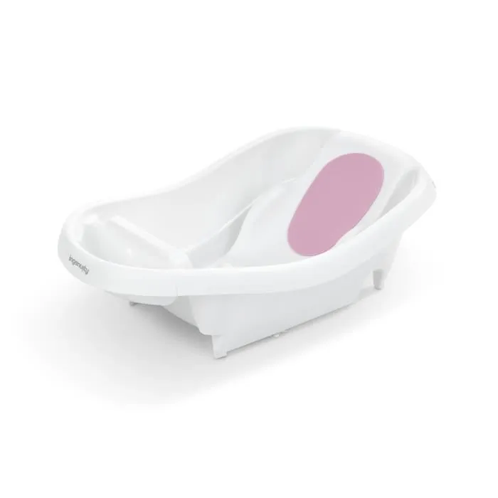 Ingenuity Baignoire bébé évolutive Deluxe rose, de la naissance à 3 ans avec transat/hamac inclus - Comfy Clean Deluxe, porte-bébé en tissu, coussins mousse, plateau aide-parents