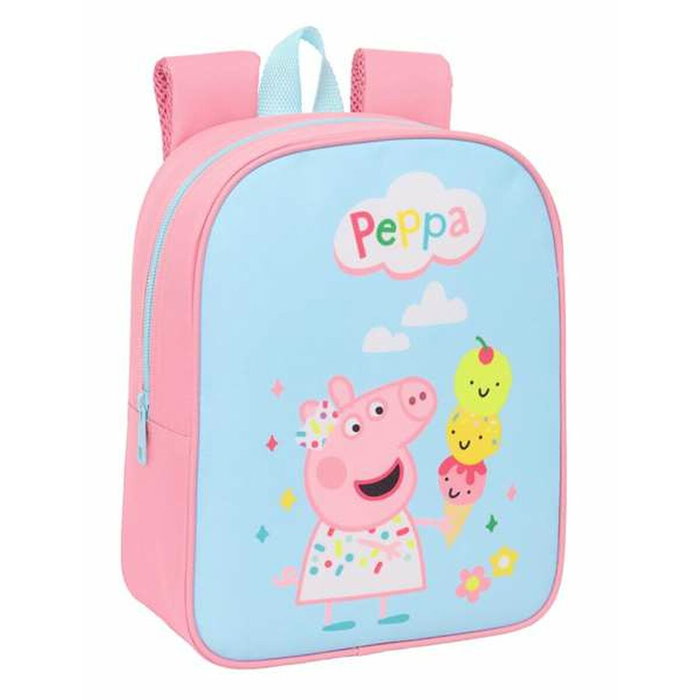 Peppa Pig Cartable Bleu et Rose Adaptable au Chariot