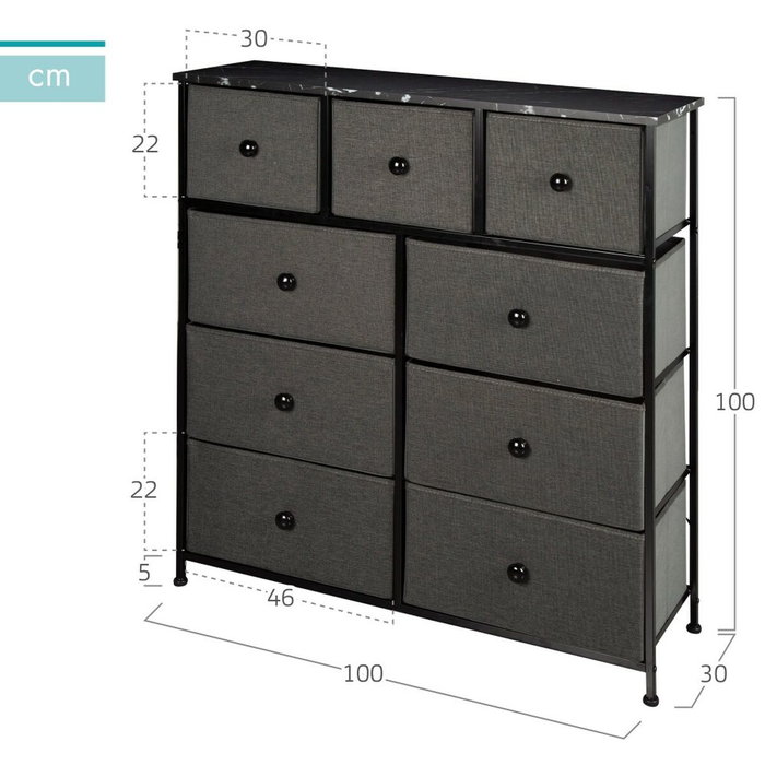 Max Home Commode Noir et Gris Marbre Max Home Commode Noir et Gris Marbre