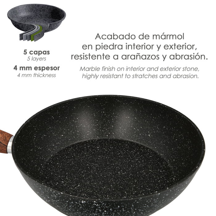 ORYX Poêle en aluminium forgé antiadhésif effet pierre Ø 28 cm