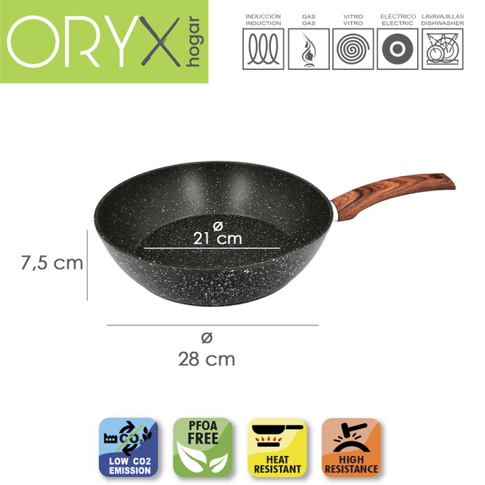 ORYX Poêle en aluminium forgé antiadhésif effet pierre Ø 28 cm