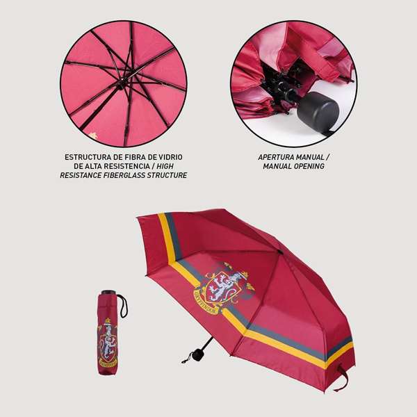 Cerdá - Parapluie manuel pliable Harry Potter Gryffindor 53 cm avec motif Red - T53C Cerdá - Parapluie manuel pliable Harry Potter Gryffindor 53 cm avec motif Red - T53C