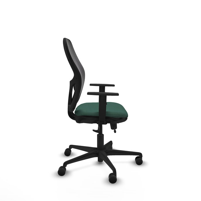 Chaise Jorquera Synchrone/Traslack tissu Vert foncé Maille Noir Base en nylon noir Accoudoir 1D Sans appui-tête Roulettes 65mm nylon