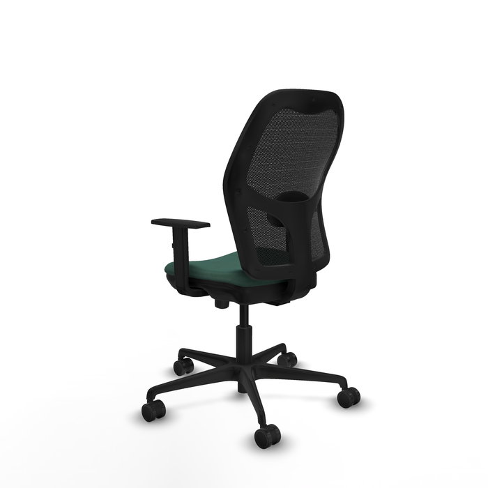 Chaise Jorquera Synchrone/Traslack tissu Vert foncé Maille Noir Base en nylon noir Accoudoir 1D Sans appui-tête Roulettes 65mm nylon