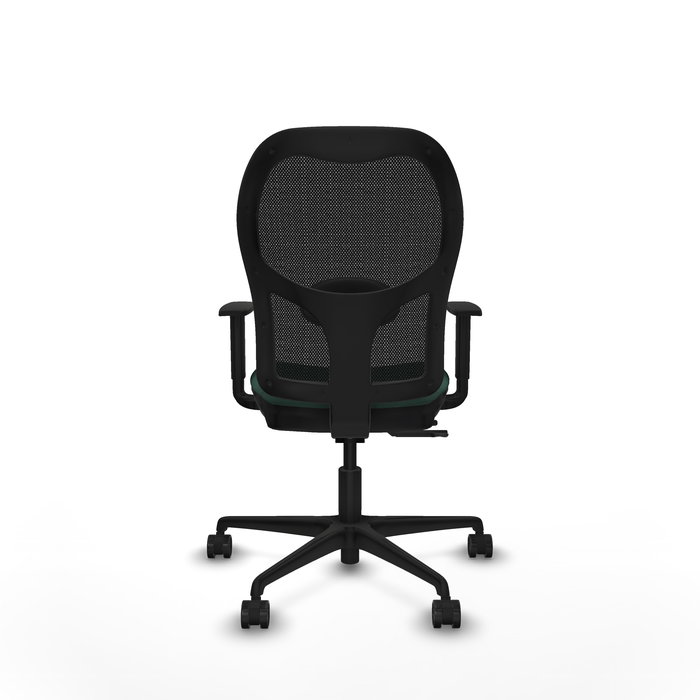 Chaise Jorquera Synchrone/Traslack tissu Vert foncé Maille Noir Base en nylon noir Accoudoir 1D Sans appui-tête Roulettes 65mm nylon