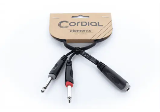 Cordial Câble Y Jack Stéréo Femelle / 2 Jacks Mono Mâle 30 cm Cordial Câble Y Jack Stéréo Femelle / 2 Jacks Mono Mâle 30 cm