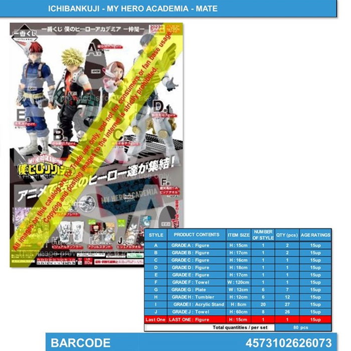 Ichiban Kuji Banpresto My Hero Academia - Lot80 prix dont figurines Ichibansho
