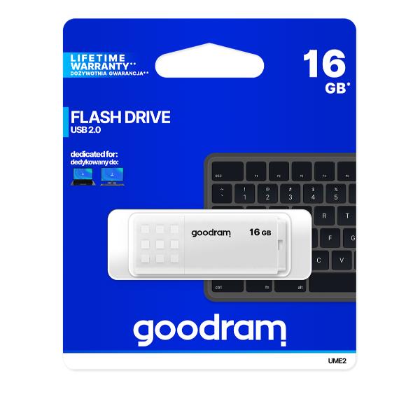 Goodram UME2 16GB Clé USB 2.0 Blanc - Mémoire de Stockage Portable Plug & Play