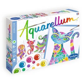 Sentosphere Aquarellum Junior - Coffret de Peinture à l'Aquarelle Sertie pour Enfants, Motif Chats, 5 Couleurs, À Partir de 6 Ans