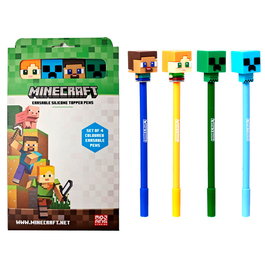 PUCKATOR Kit de 4 stylos à encre effaçable, couleurs assorties, thème Minecraft