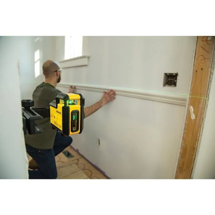 Stanley STHT77594-1 Niveau laser 360° Cross360 avec mise à niveau automatique, lignes horizontale et verticale, portée 25 m, robuste IP50