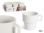 VESSIA Tasse de petit-déjeuner en porcelaine blanche 36cl, lot de 24 pièces empilables