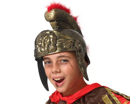Déguisement Casque Romain Doré avec Crète Historique pour Enfant - Costume Légionnaire, Gladiateur, Carnaval