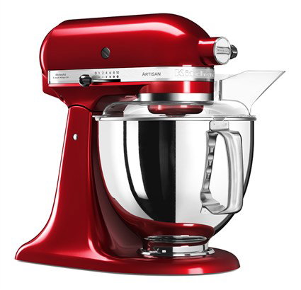 Kitchenaid 5KSM175PSECA Robot de cuisine Artisan, 4,8L, avec bol et accessoires inox, Rouge Grenat