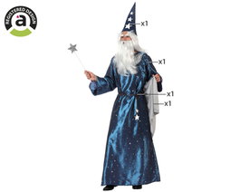 Atosa Déguisement de Magicien Adulte Bleu Brillant XL