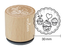 Woodies Sceau en bois et caoutchouc 3 madeleines 33x30mm