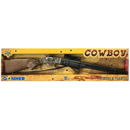 GONHER Rifle vaquero en métal avec fulminantes de 8 coups - Jouet en boîte-caisse Gonher 2104/0 pour enfants dès 3 ans