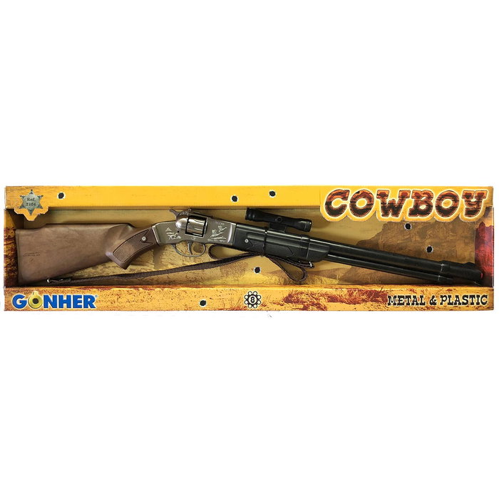GONHER Rifle vaquero en métal avec fulminantes de 8 coups - Jouet en boîte-caisse Gonher 2104/0 pour enfants dès 3 ans GONHER Rifle vaquero en métal avec fulminantes de 8 coups - Jouet en boîte-caisse Gonher 2104/0 pour enfants dès 3 ans