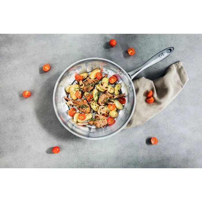 Cosy & Trendy CLASSIC - Poêle en acier inoxydable 28 cm, compatible tous feux dont induction, résistante au lave-vaisselle et au four