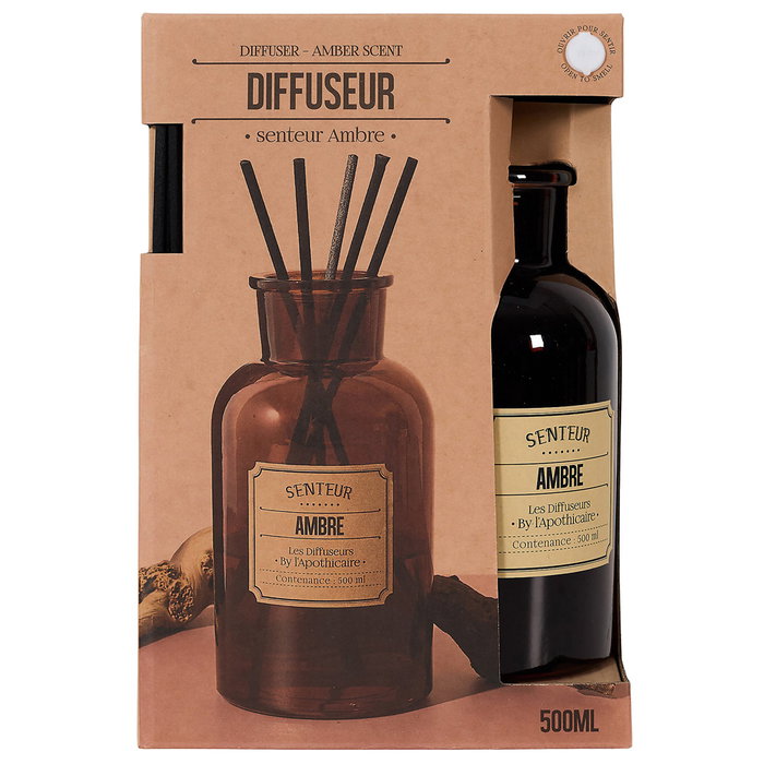 Home Deco Factory Diffuseur en verre avec bâtonnets 500 ml