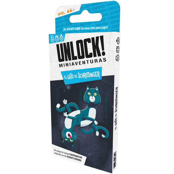Space Cowboys Unlock! Miniaventuras Le Chat de Schrödinger Jeu de Cartes Coopératif 30-45 min 1-6 Joueurs 10+ Ans SCUNLSH08ES Space Cowboys Unlock! Miniaventuras Le Chat de Schrödinger Jeu de Cartes Coopératif 30-45 min 1-6 Joueurs 10+ Ans SCUNLSH08ES