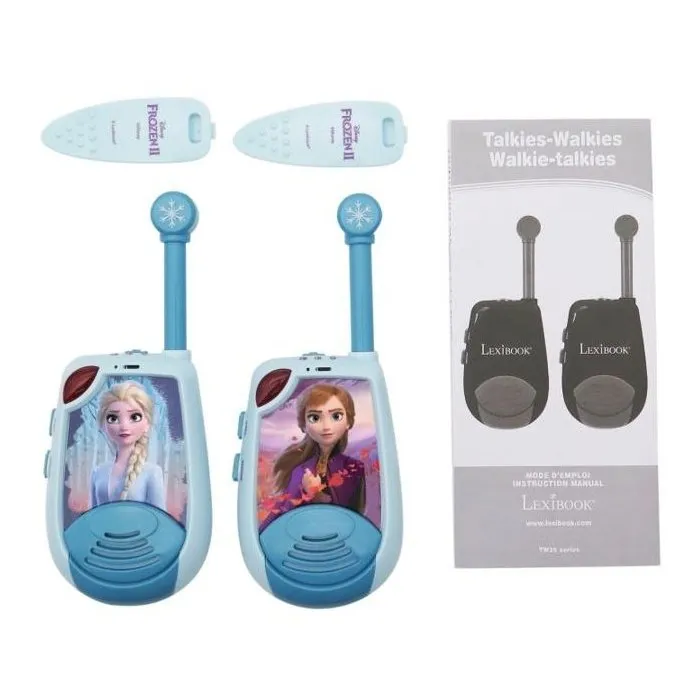 Lexibook Talkies-Walkies pour Enfants La Reine des Neiges, Portée 2 km, Fonction Morse Lumineux, Clip Ceinture - 6 Piles AAA LR03 Non Incluses