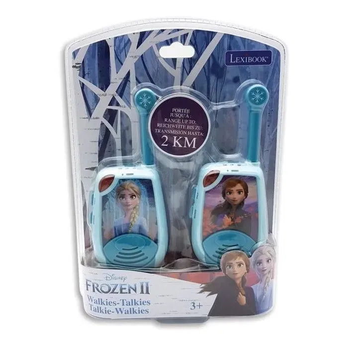Lexibook Talkies-Walkies pour Enfants La Reine des Neiges, Portée 2 km, Fonction Morse Lumineux, Clip Ceinture - 6 Piles AAA LR03 Non Incluses