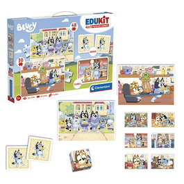 Clementoni Edukit 4 en 1 Bluey 18320 - Jeu éducatif pour développer mémoire, logique et dextérité dès 3 ans