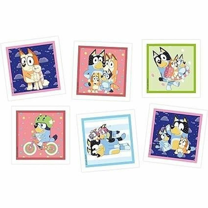 Clementoni Edukit Bluey 4 en 1 Coffret Apprentissage avec Puzzles, Mémo et Cubes de Jeux de Société et de Récréation