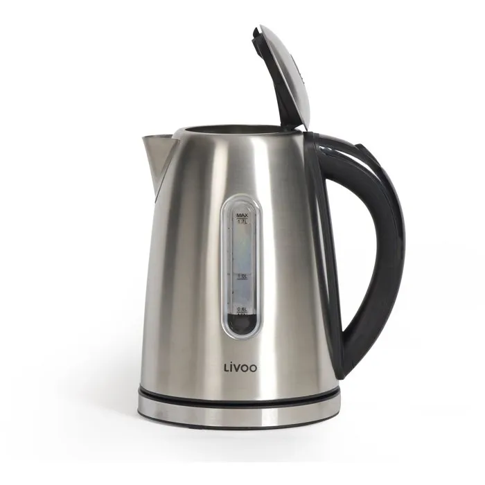 Livoo Bouilloire DOD195 - 2200W - 1,7L - Acier Inoxydable - Socle 360° - Filtre Amovible et Arrêt Automatique
