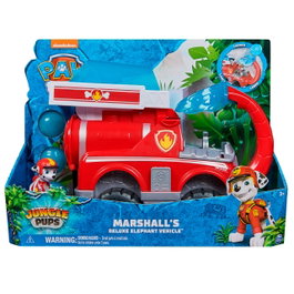 Spin Master - Paw Patrol - Voiture de jouet Deluxe Marshall avec éléphant Jungle, lanceur à projectiles d'eau, figurine de 5 cm, pour enfants dès 3 ans - Réf. 6068023