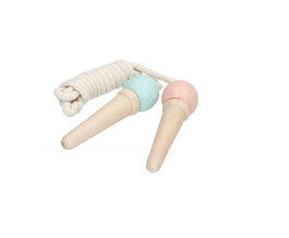 Woomax Corde à sauter en bois de 2,5 mètres avec poignées et corde en coton - Modèles assortis (À partir de 3 ans)
