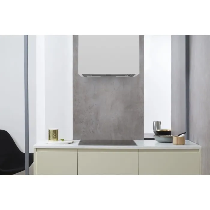 Whirlpool WCT64FLSX - Hotte aspirante intégrable 53 cm, Inox, Débit 332 m³/h max, 3 vitesses, LED, Filtre anti-graisse - Classe énergétique C