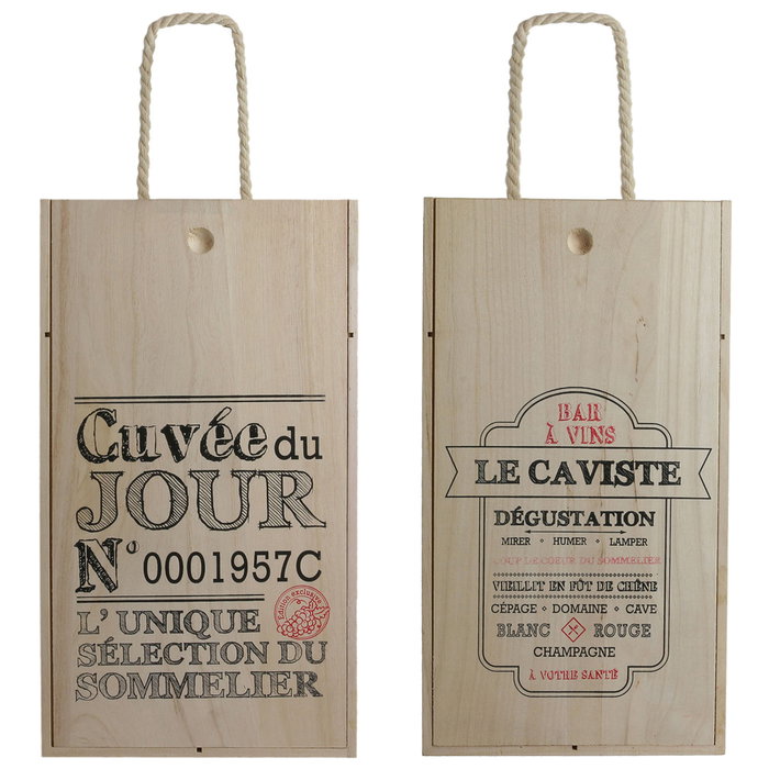 Cook Concept Caisse de vin en bois pour 2 bouteilles avec poignée Cook Concept Caisse de vin en bois pour 2 bouteilles avec poignée