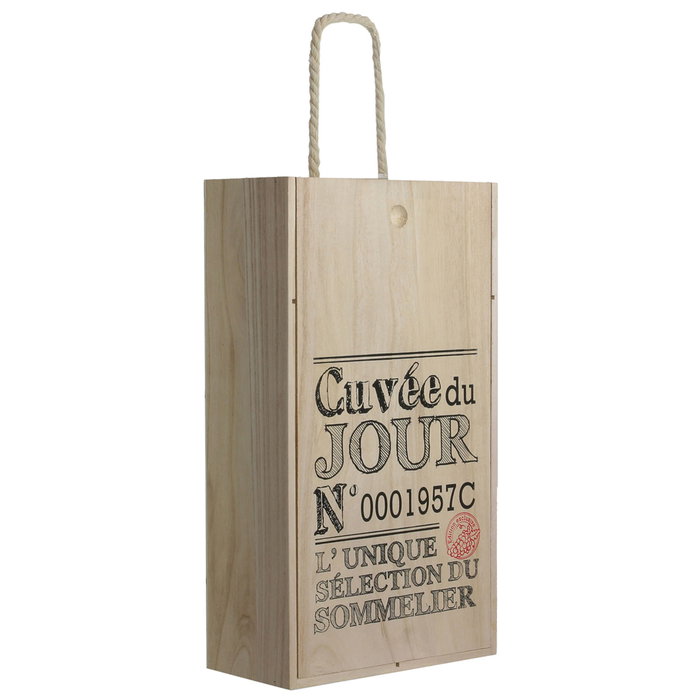 Cook Concept Caisse de vin en bois pour 2 bouteilles avec poignée Cook Concept Caisse de vin en bois pour 2 bouteilles avec poignée