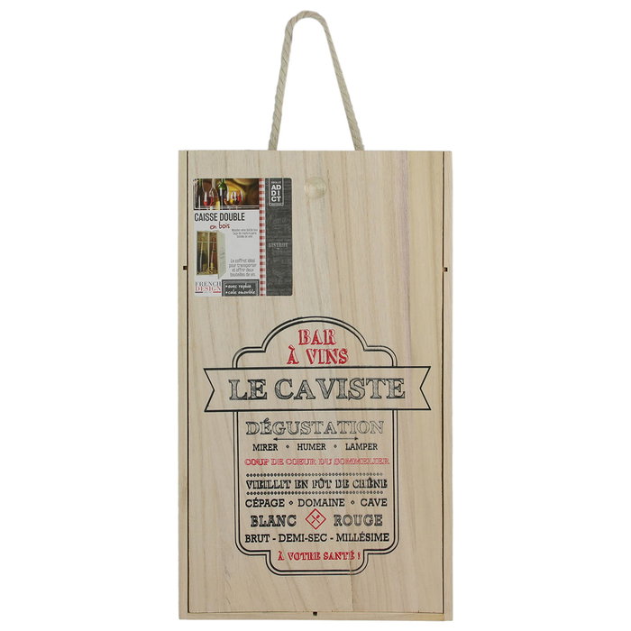 Cook Concept Caisse de vin en bois pour 2 bouteilles avec poignée Cook Concept Caisse de vin en bois pour 2 bouteilles avec poignée