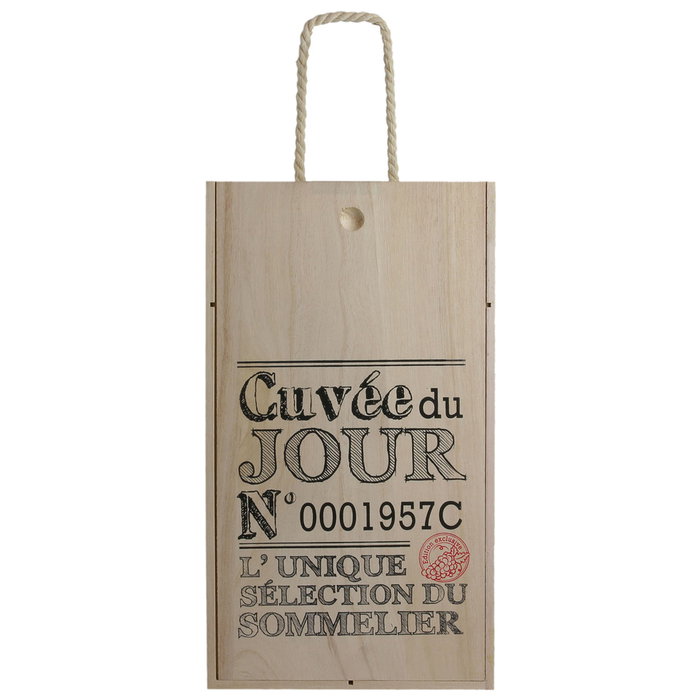 Cook Concept Caisse de vin en bois pour 2 bouteilles avec poignée Cook Concept Caisse de vin en bois pour 2 bouteilles avec poignée