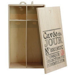 Cook Concept Caisse de vin en bois pour 2 bouteilles avec poignée