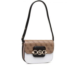 Guess Sac pour Femmes Hensely en Textile Rabat Xbody Convertible Couleur Latte