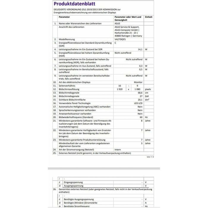 Monitor Gaming Asus 90LM06H0-B01370 Full HD 27"