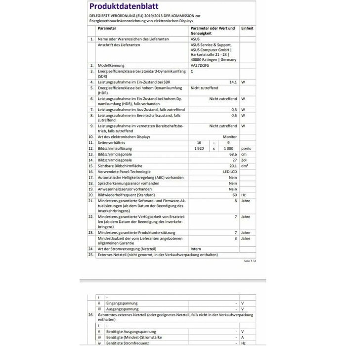Monitor Gaming Asus 90LM06H0-B01370 Full HD 27"