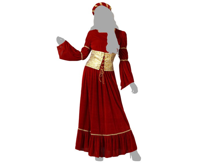 Déguisement Reine Médiévale Rouge avec Robe et Diadème Femme Adulte XL Déguisement Reine Médiévale Rouge avec Robe et Diadème Femme Adulte XL